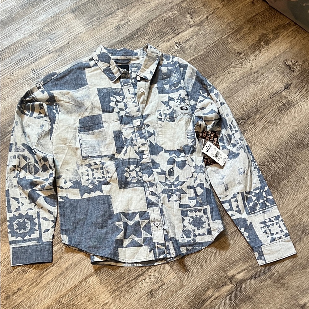 Vans Navy and Cream Patchwork Shirt